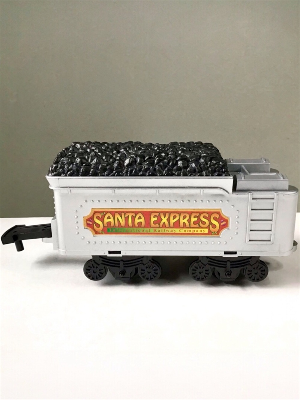 Santa Express Toy Train Car Merry Christmas Silver Coal Tender G Scale Railroad